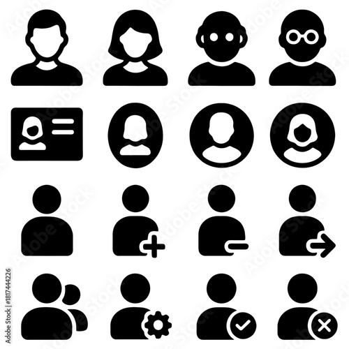 People Icons: A diverse collection of user icons, showcasing various profile representations, symbolizing connections and individuals.