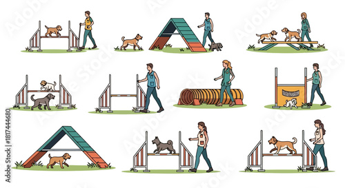 Dog Agility Course A collection of various dog agility training exercises for effective performance