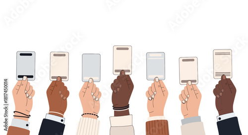 Diverse Hands Holding Blank Smartphones A Symbol of Communication and Connectivity for All