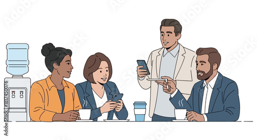 Team Collaboration Colleagues Networking and Discussing Ideas Together in a Modern Office Setting