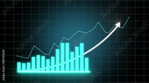 Wallpaper Mural Business graph growth concept in allusive graph chart showing marketing sales profit increasing to future target. Excellent financial status of corporate business going up. Torontodigital.ca
