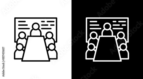 Meeting Room With Icon Set Design