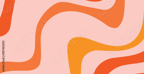 Orange red waves flowing across pink space in rhythmic layered motion