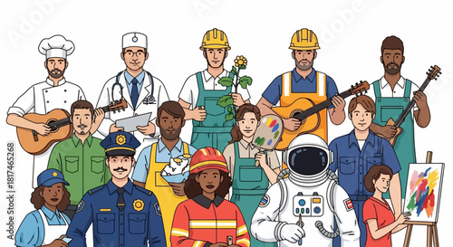Diverse Professions A Community of Workers and Specialists in Various Fields