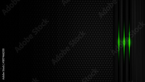 Dark Grey Metallic Hexagon Mesh with Green Neon