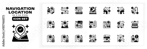 Navigation and Location Line Icon, Outline Symbol for Direction Finding, Map Tracking, Route Planning, Position Marking, and Travel Assistance. Vector Sign Icon.