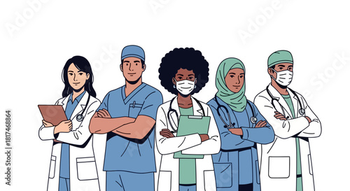 Diverse Team of Healthcare Professionals Illustration