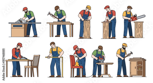 Woodworker Artisans Crafted Woodworking and Carpentry Processes