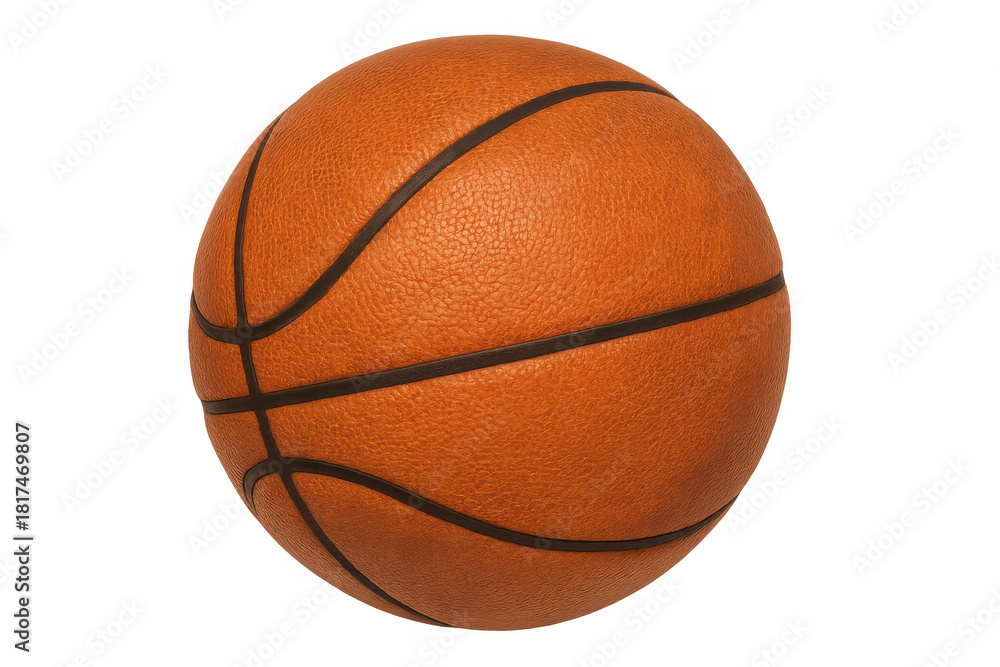 Fototapeta premium Basketball ball rotating, isolated on a transparent alpha channel background for sports concept designs