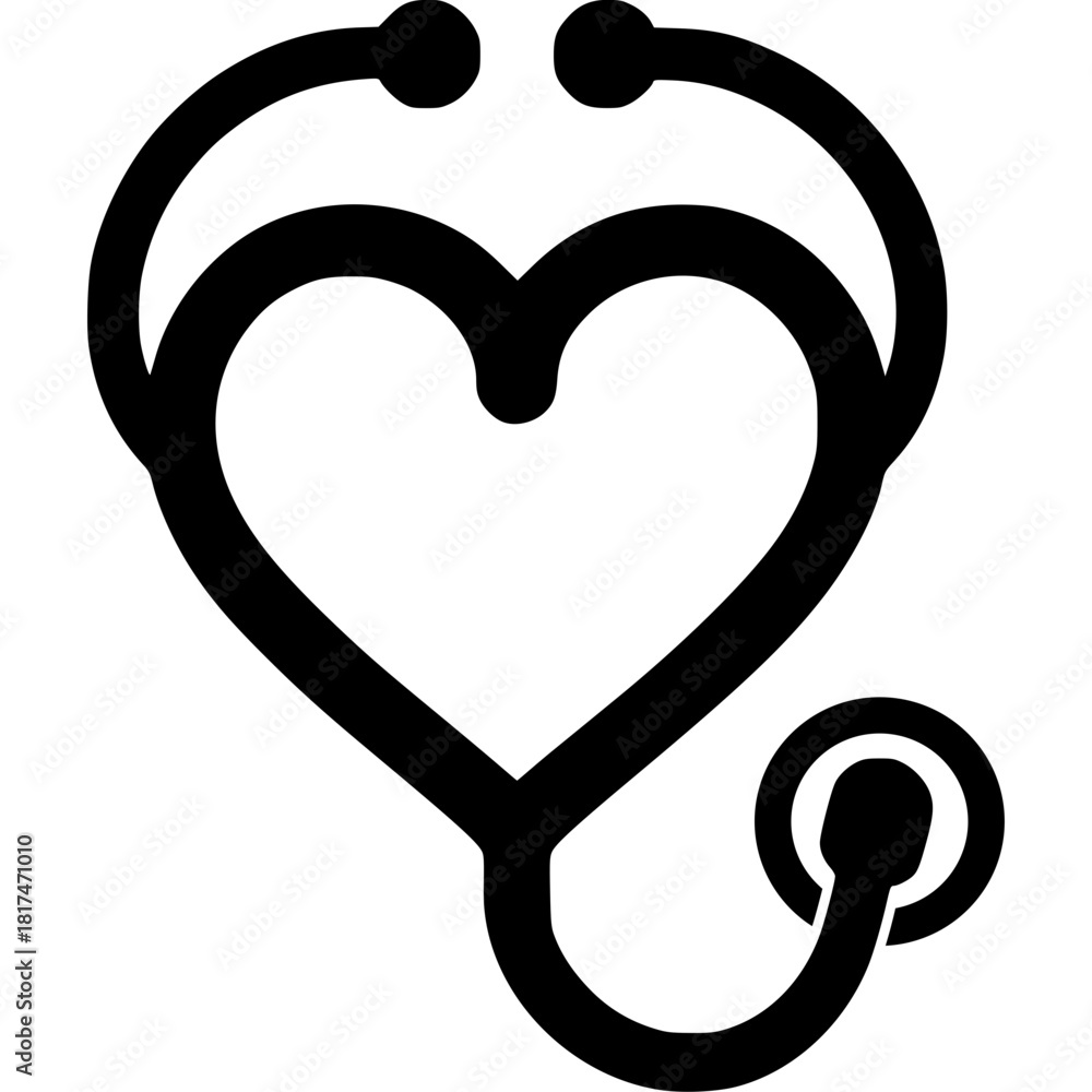 Obraz premium Stethoscope + Heart Icon Vector