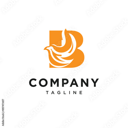 Letter B Fire Bird Logo Icon Vector