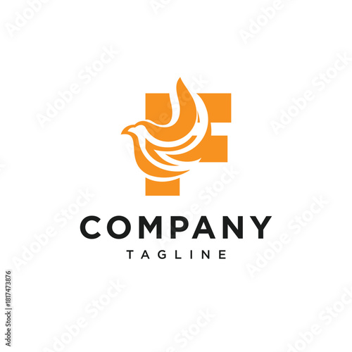 Letter F Fire Bird Logo Icon Vector