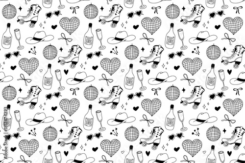 Whimsical cowgirl patterns celebrate fun and flair in a playful dance of color and style