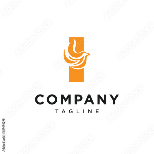 Letter I Fire Bird Logo Icon Vector