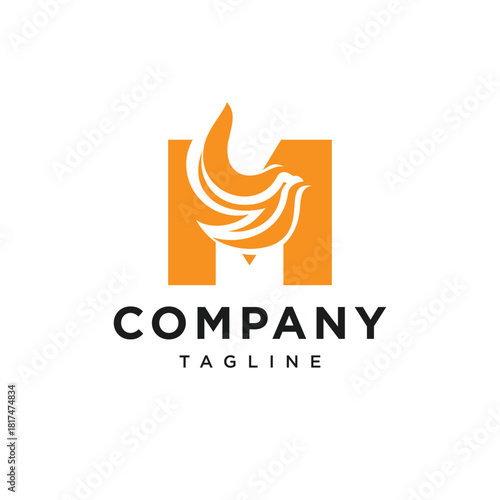 Letter M Fire Bird Logo Icon Vector