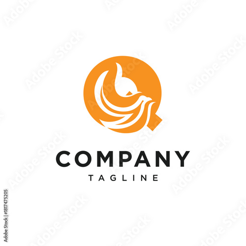 Letter Q Fire Bird Logo Icon Vector