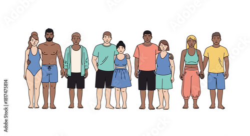 Diverse Groups of People Representing Friendship and Unity Against a White Background