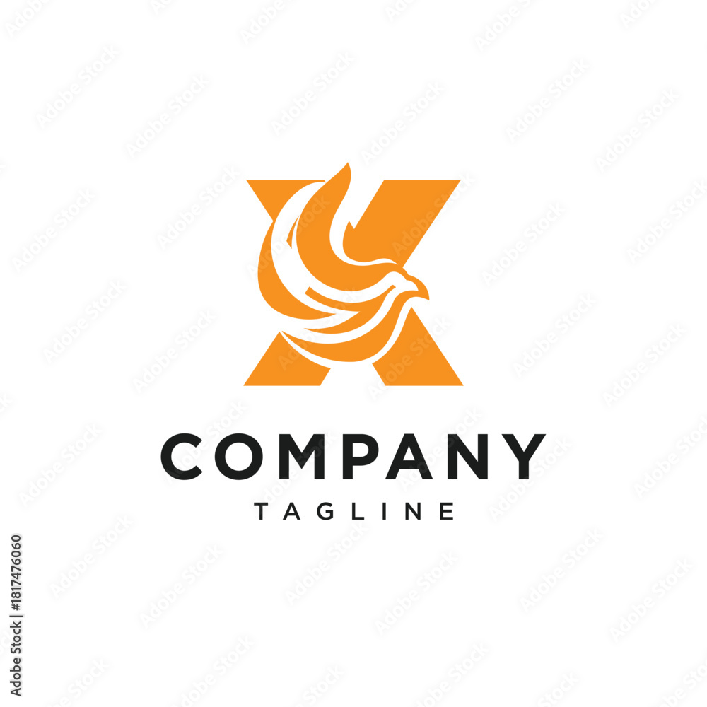 Fototapeta premium Letter X Fire Bird Logo Icon Vector