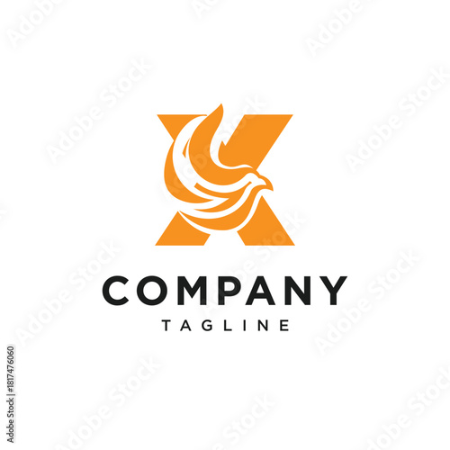 Letter X Fire Bird Logo Icon Vector