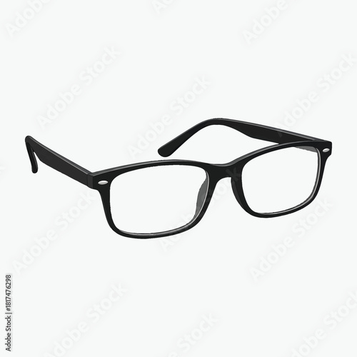 Black plastic eyeglasses on a plain white background