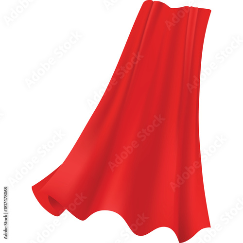 Fotografie Vibrant Red Superhero Cape Fluttering Gracefully Against a Clean White Backgroun