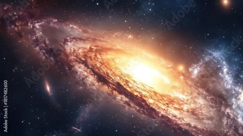 Breathtaking rotating spiral galaxy, cosmic dust, interstellar space, dark universe