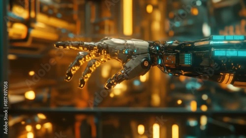 Close-Up Robotic Arm with Advanced Technology and Futuristic Design Details