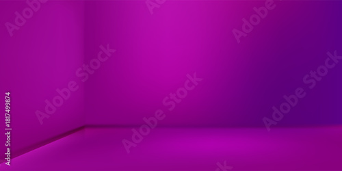 Purple studio background. Empty maroon abstract room presentation. 3d ruby gradient corner podium