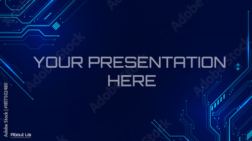 Abstract digital circuit board on an electric blue technological background. Circuit board with connected lines and dots on an abstract digital motherboard. 