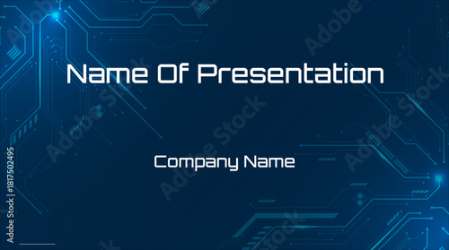 Abstract digital circuit board on an electric blue technological background. Circuit board with connected lines and dots on an abstract digital motherboard. 