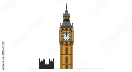 big ben illustration detailed illustration of big ben and the houses of parliament against a white background ideal for travel and history blogs.