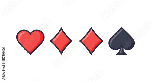 card suits heart diamonds and spade for playing cards design representing poker night fun and casino games.