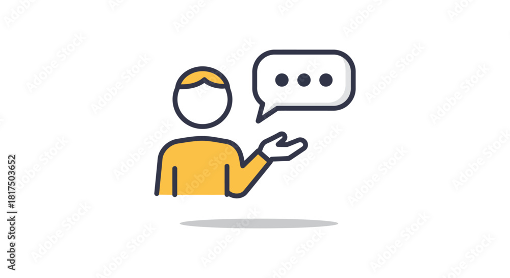 Fototapeta premium explaining concept with gesture and speech bubble presenting ideas sharing thoughts teaching ideal for communication and learning platforms