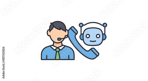human customer service with chatbot assistant supporting customers via phone call offering help and solutions illustrating ai support