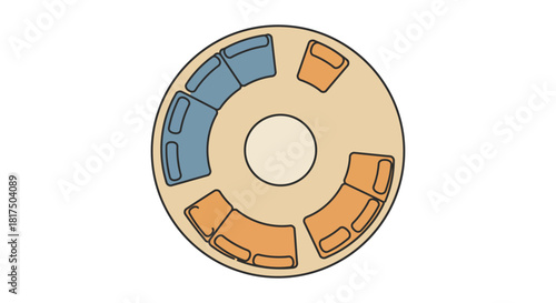 modular seating arrangement circular booths in a collaborative space ideal for team meetings in a modern office for innovative discussions