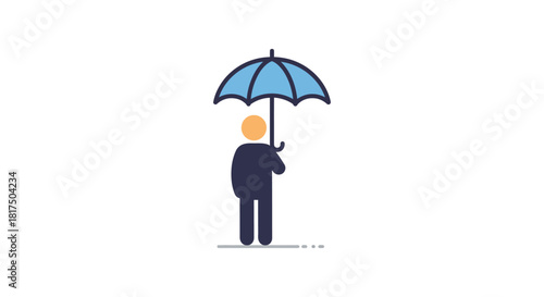 Person under umbrella for protection standing in the rain providing safety and shelter during storm season ideal for weather forecasts and news