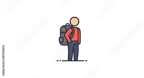 Person with a backpack embarking on a journey facing away symbolizing adventure and exploration ideal for travel blogs and outdoor-themed websites.