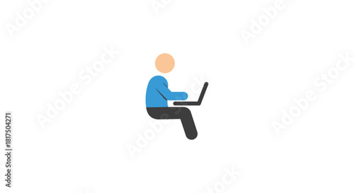 Person working on laptop seated and focused on screen a minimalist office scene conveying productivity and digital lifestyle concept.