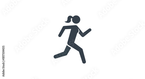 Running woman icon a female silhouette sprints suggesting fitness speed  activity perfect for illustrating healthy lifestyle  athletic pursuits.