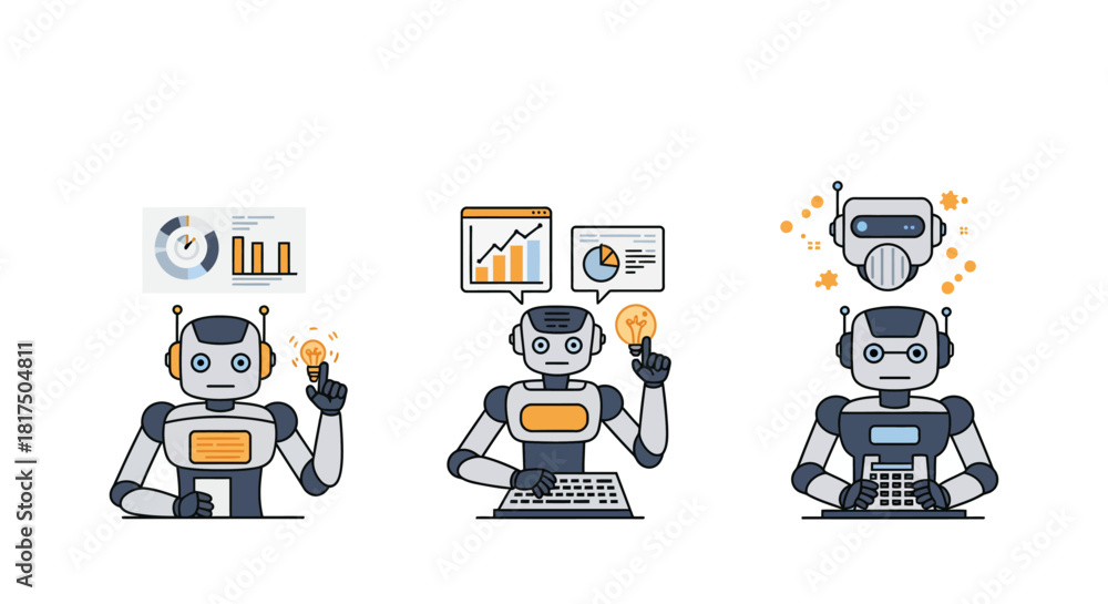 Fototapeta premium ai data analysis intelligent robots analyzing data insights creating algorithms and calculating information in the future for innovative solutions