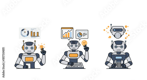 ai data analysis intelligent robots analyzing data insights creating algorithms and calculating information in the future for innovative solutions