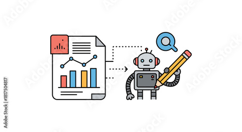 Ai data analysis of financial reports by robot analyst for automated business insights  strategic planning in smart tech automation and innovation.
