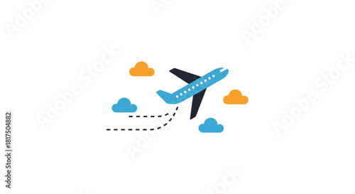 airplane flying through clouds a modern travel icon symbolizing freedom air travel and vacation planning for tourism marketing and airline promotion.