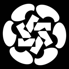 Foto auf Leinwand Mandala White geometric floral mandala on black background.  © Normalita