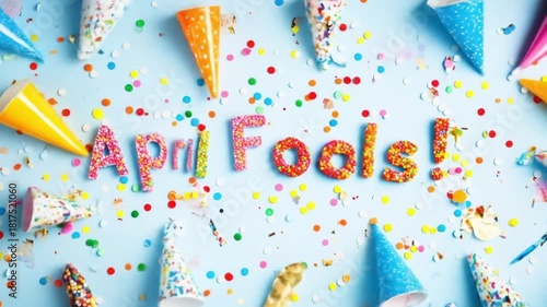 Festive April Fools' Day Celebration with Colorful Decorations and Prank Elements
