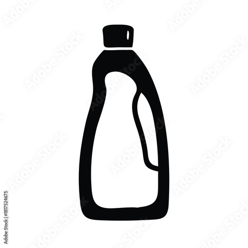 Black laundry detergent bottle for fresh clothes simple vector design