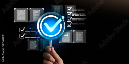 Canvas Print conceptual illustration of quality assurance, compliance management, performance
