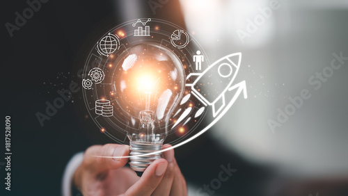 Wallpaper Mural Symbol of innovation and growth, showcasing creativity, startup success, technological leadership, and the power of ideas driving future business transformation, strategic planning, visionary goals. Torontodigital.ca