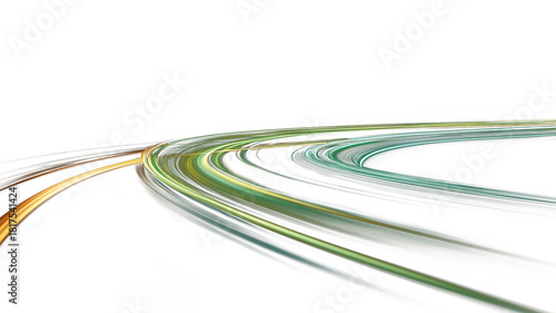 Fototapeta Naklejka Na Ścianę i Meble -  Long Exposure Light Trails on Curved Road: Abstract Speed and Technology Background