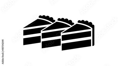 Vector illustration of three slices of chocolate layer cake icon isolated on transparent background
